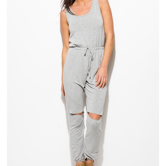 H. Grey Cut Out Jumpsuit - Picture 3 of 4